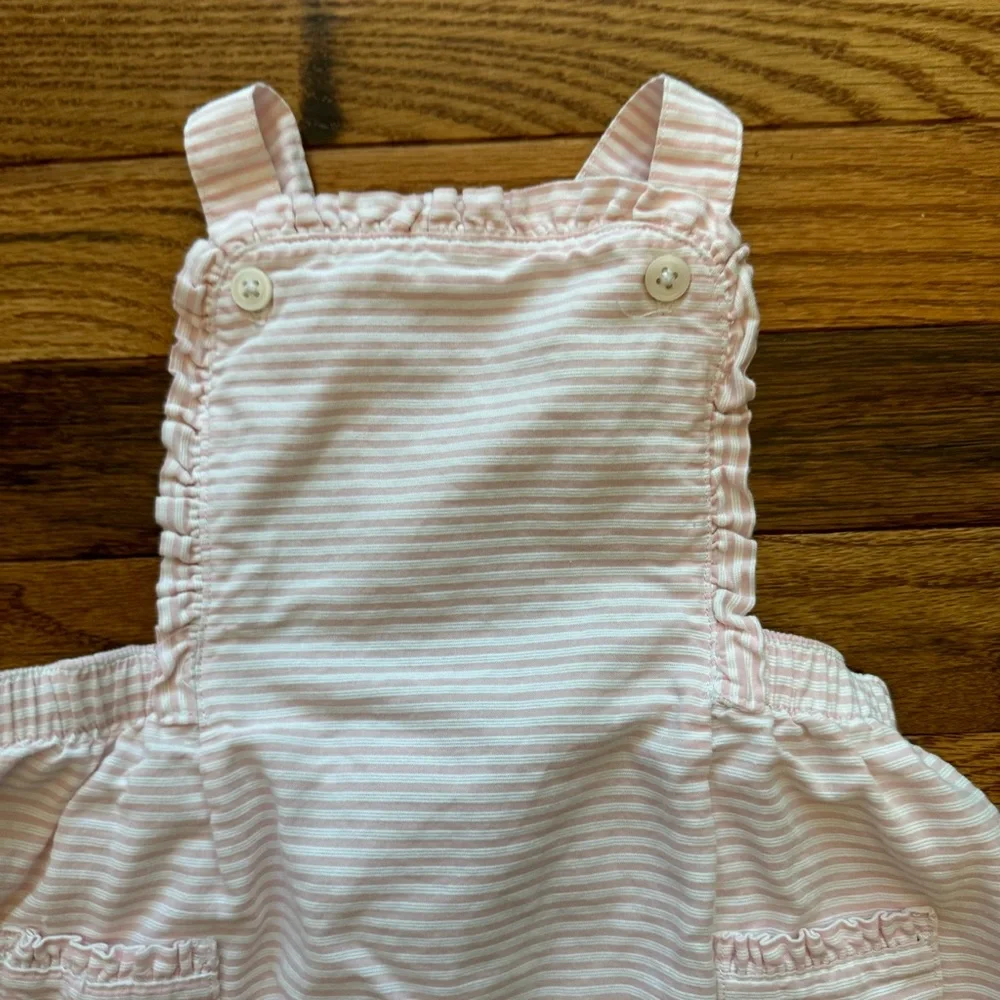 Janie and Jack Pink and White Seersucker Bubble Ruffle Romper